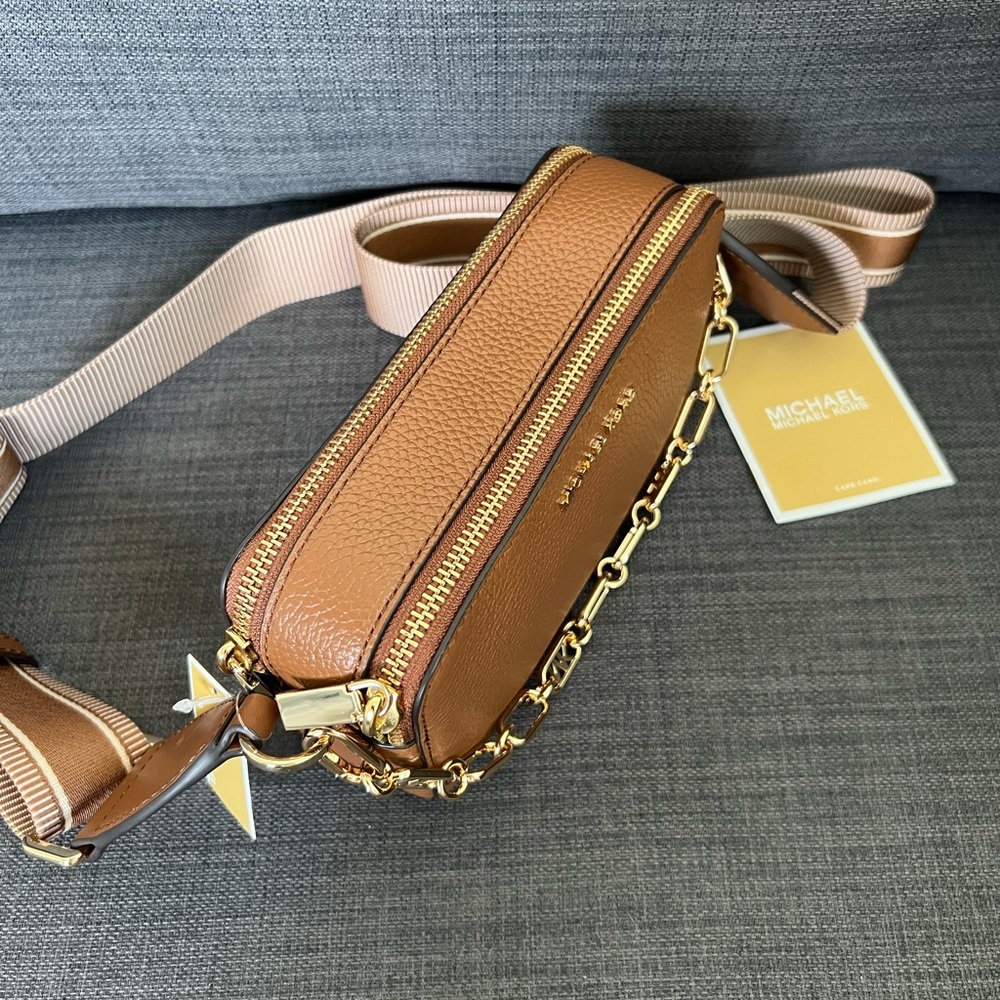 NWT MICHAEL KORS JET SET DOUBLE ZIP CAMERA CHAIN CROSSBODY BAG LEATHER - Picture 11 of 15